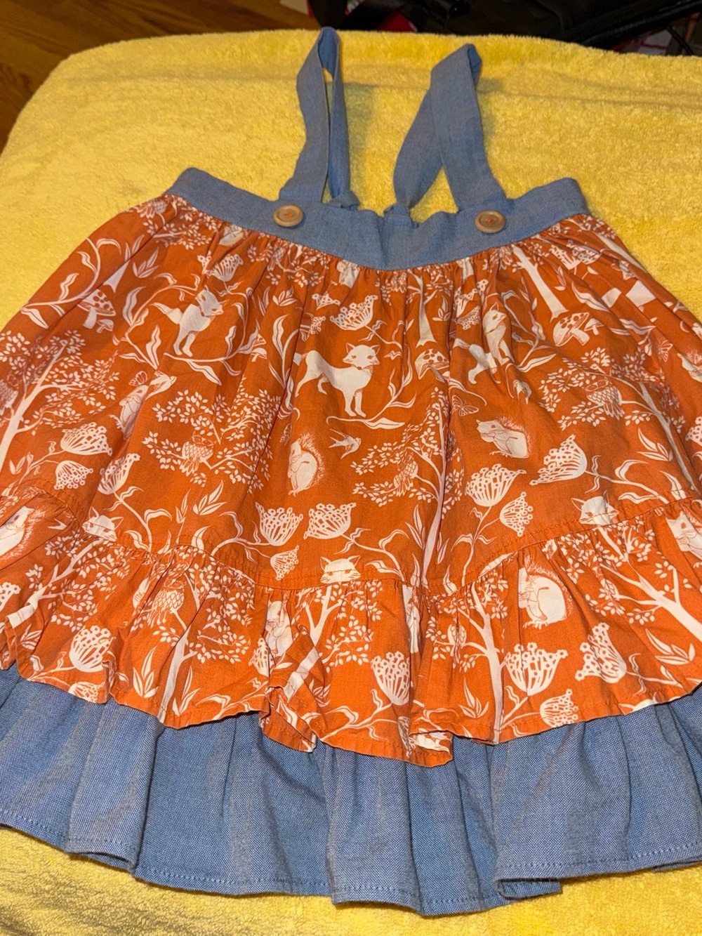 Eleanor Rose Girls Size 7 8 Jumper Dress Orange Forest Animals
